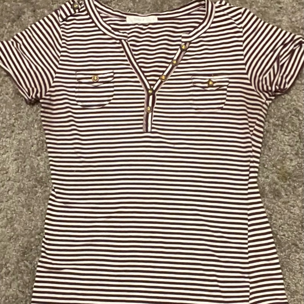 Striped V-Neck Women Top